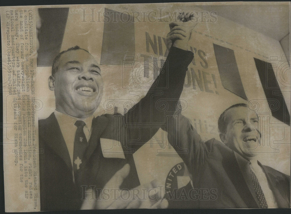 1968 Presidential candidate Richard Nixon &amp; Boxer Joe Louis - Historic Images