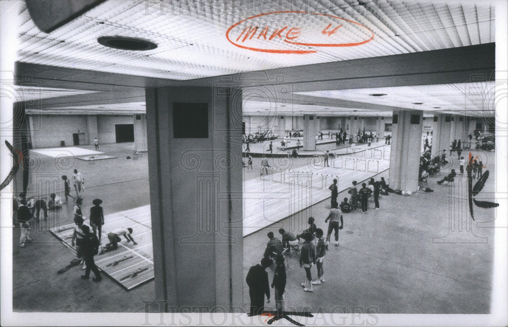1971 AAU Track Meet Cobo Hall Overview Sprint Track - Historic Images