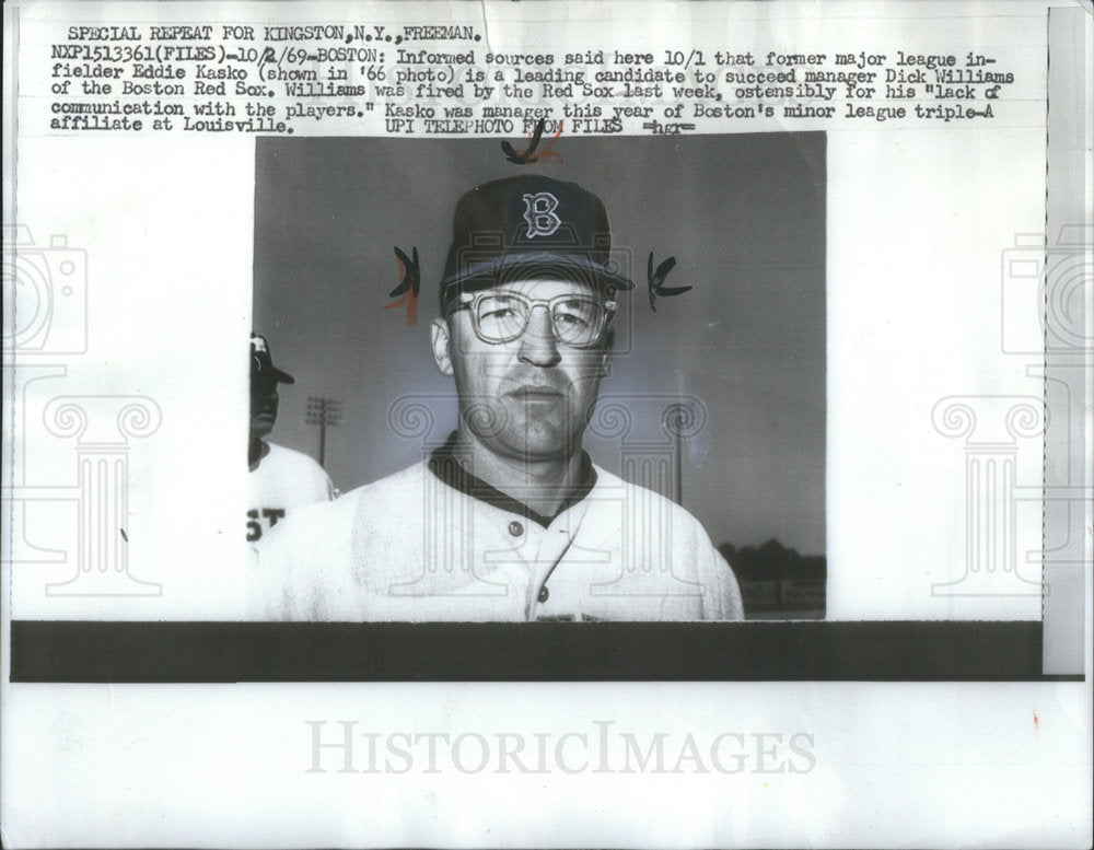 1969 Copy 1966 Photo Former Major League Infielder Eddie Kasko Boston Red Sox - Historic Images