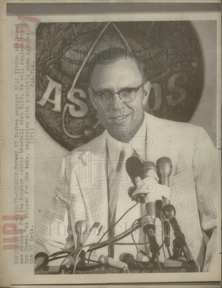 1975 Bill Verdon Named Manager For Houston Astros - Historic Images