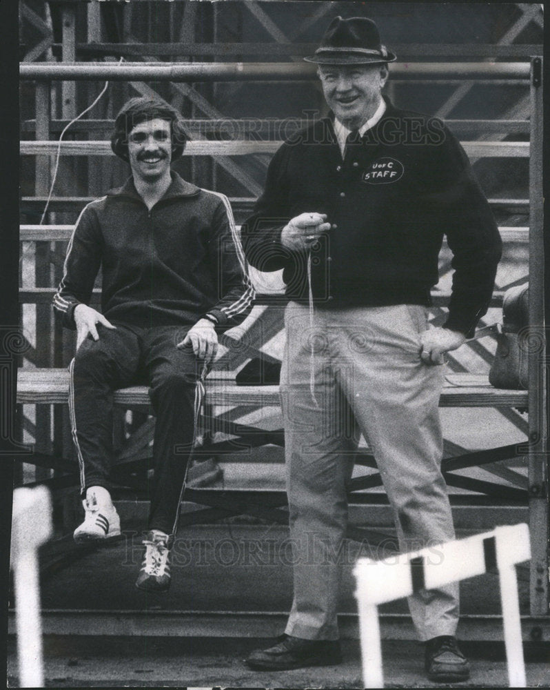 1974 Olympic Track Coach Edward Haydon Holding Timer - Historic Images