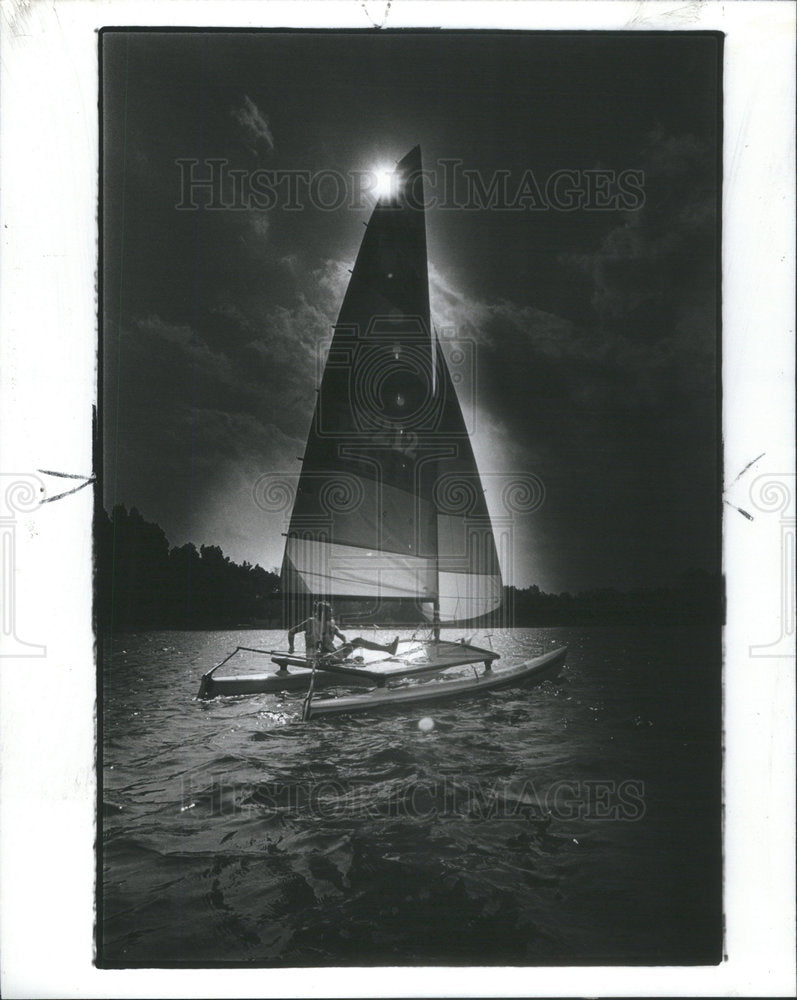 1980 Sailboat Cedar Island Lake Oakland County-Historic Images