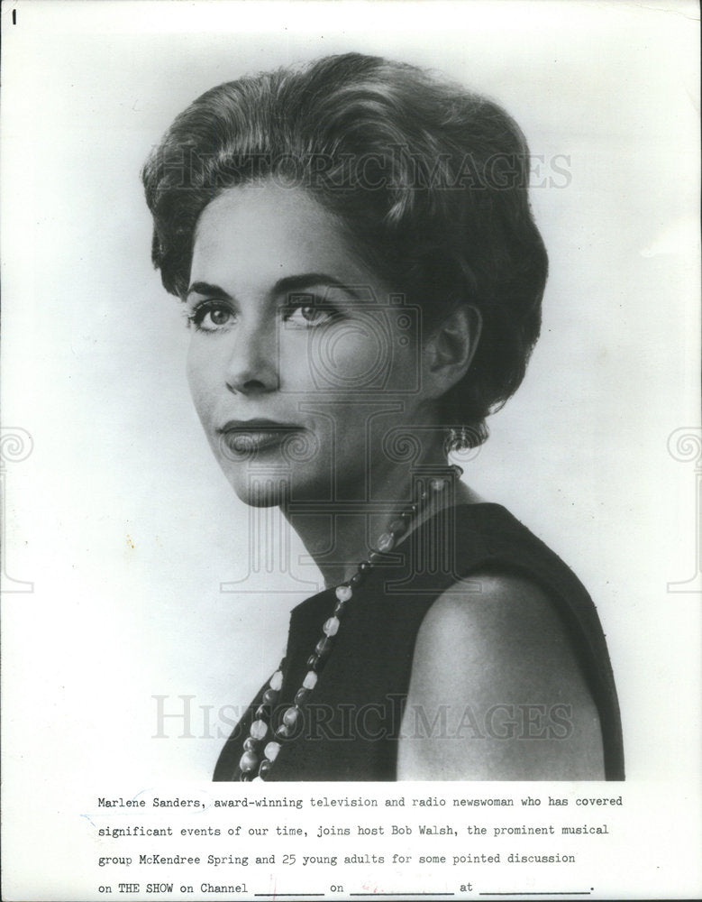 1970 Marlene Sanders Television Radio Newswoman Host The Show - Historic Images