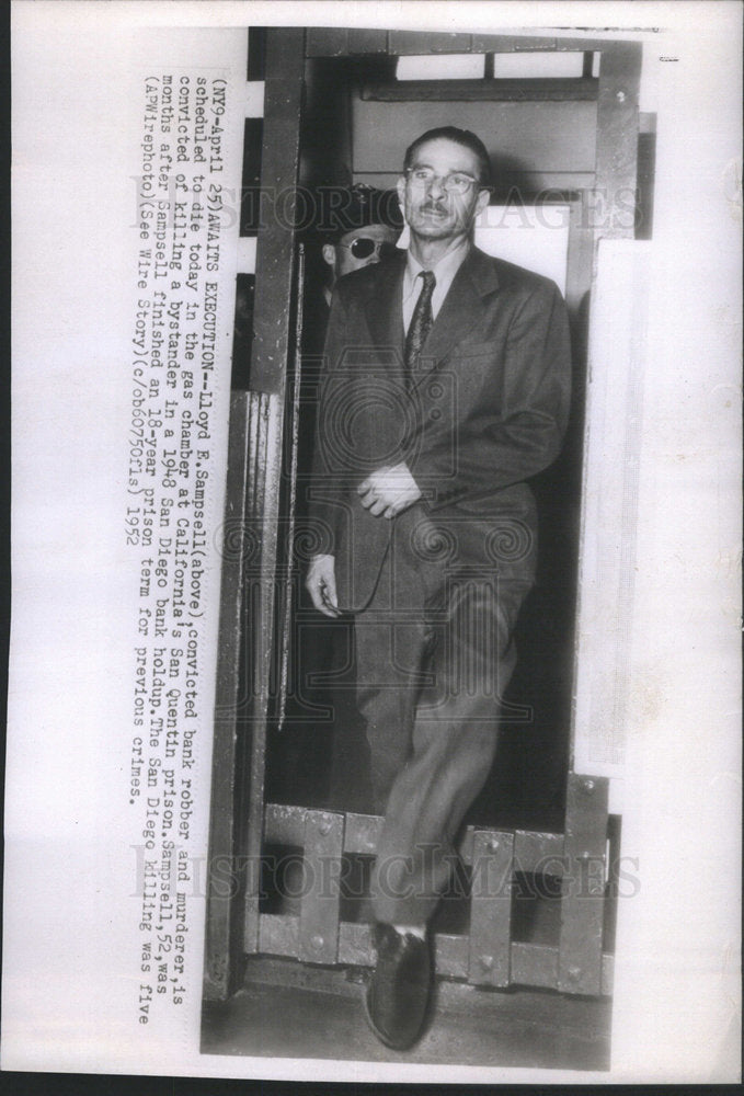 1952 Press Photo Lloyd E Sampell Bank Robber Murderer - RSC30077 - Historic Images