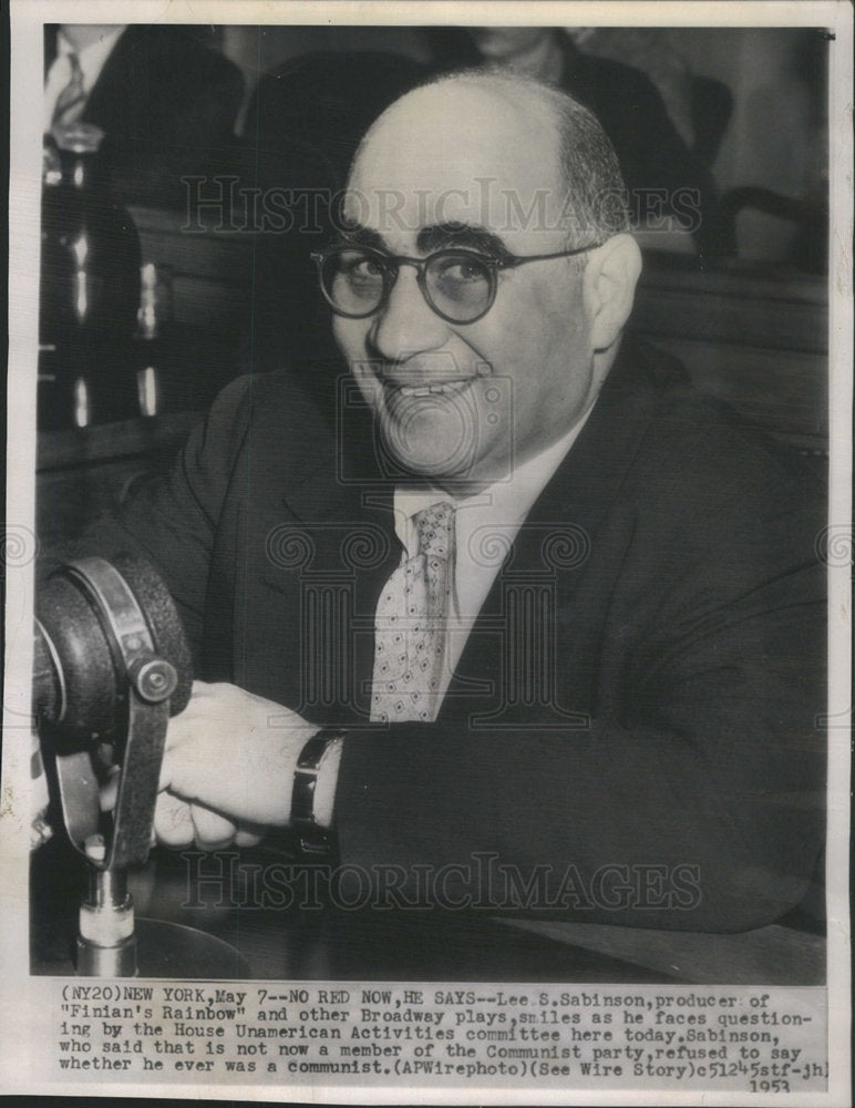 1953 Press Photo Lee S Sabinson Finian&#39;s Rainbow Producer - Historic Images