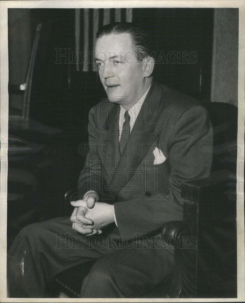 1944 Myles McDonough testifying on the witness stand in the courtroo - Historic Images