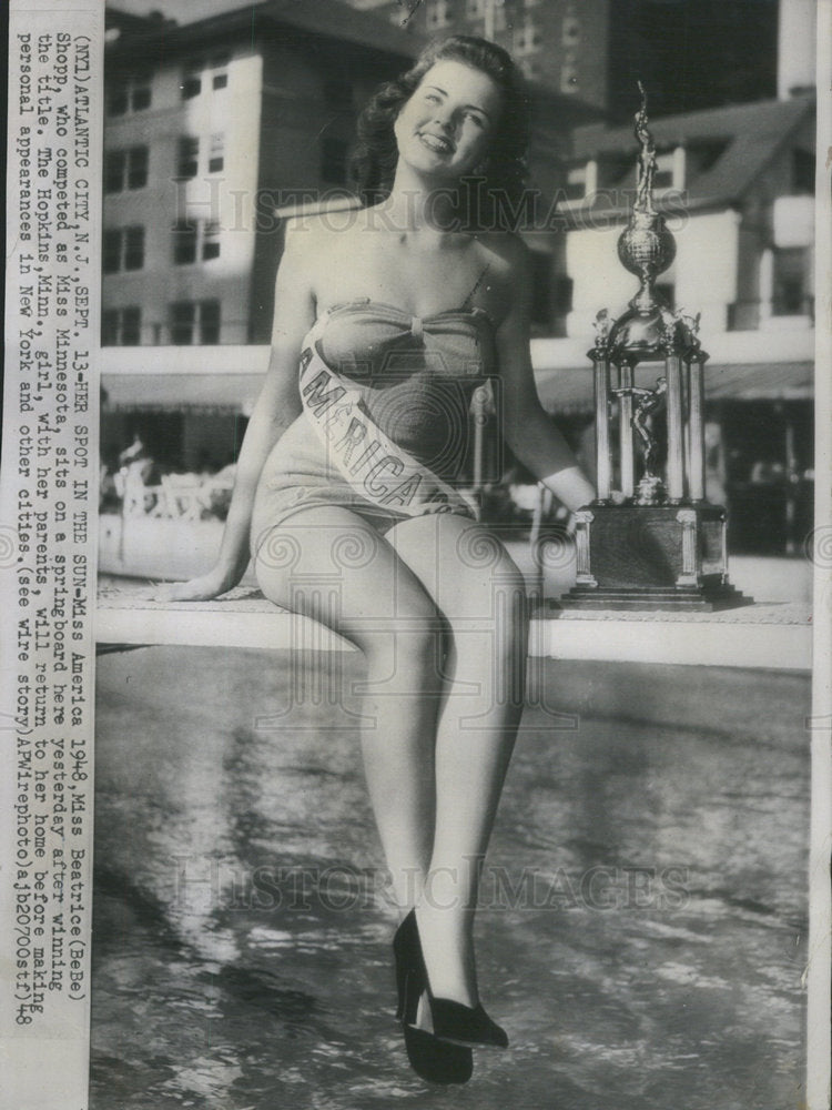 1948 Press Photo Hopkins Beauty Fashion Model Girl