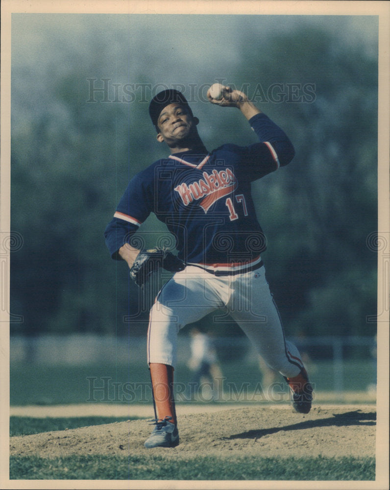 1987 Press Photo Benjamin Davis (Ben) Shelton Major League Baseball Left fielder - Historic Images