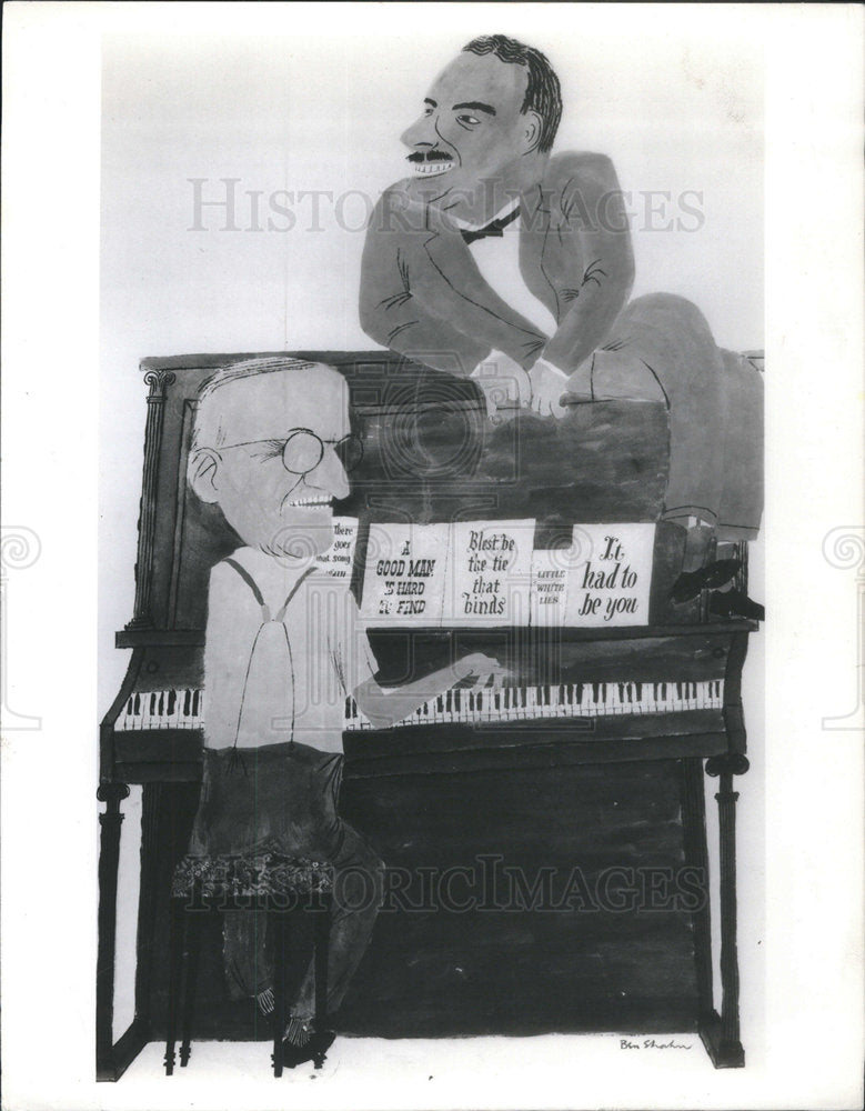1977 Press Photo Ben Shahn Art Work "Truman and Dewey" - Historic Images