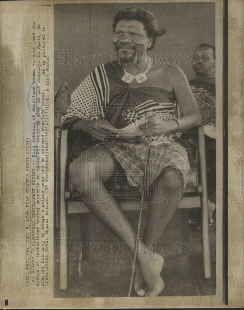 1973 Press Photo King Sobhuza of Swaziland Stages Coup To Attain Power - Historic Images