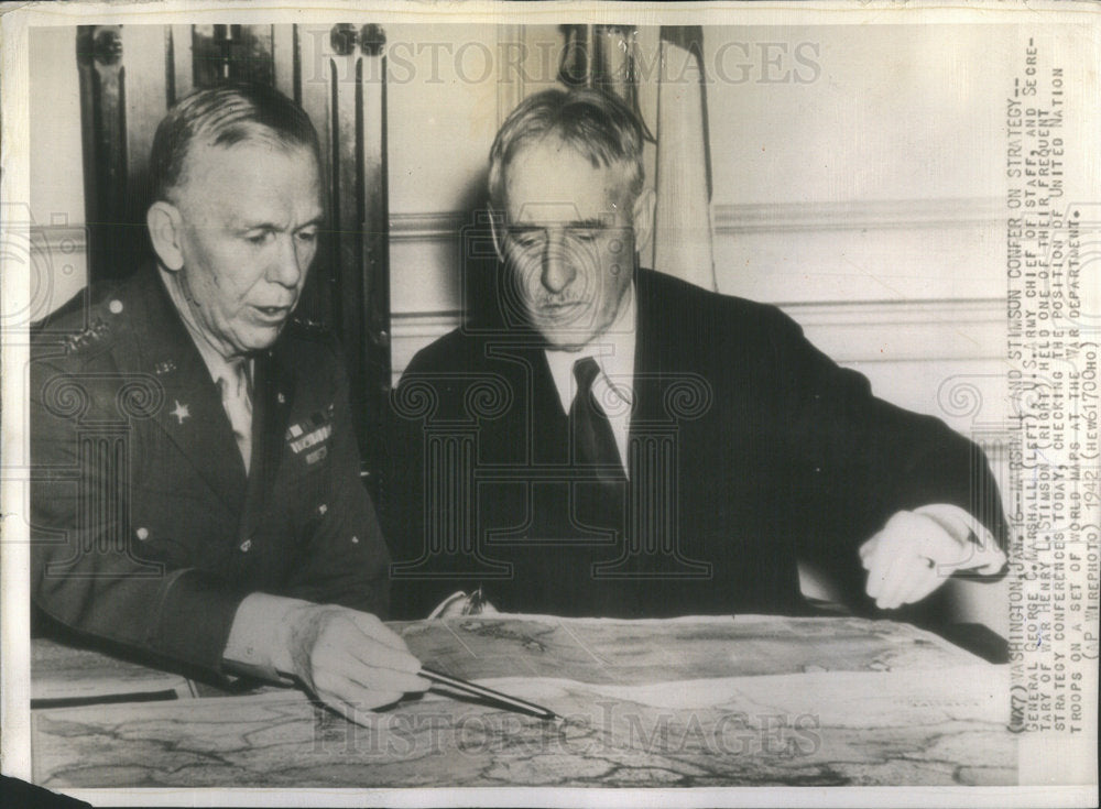 1963 Press Photo GENERAL GEORGE C.MARSHALL U.S. ARMY CHIEF SECRETARY HENRY - Historic Images