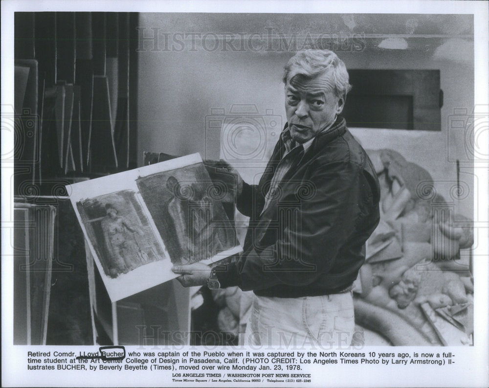 1983 Press Photo Retired Comdr. Lloyd Bucher captain Pueblo captured North Korea - Historic Images