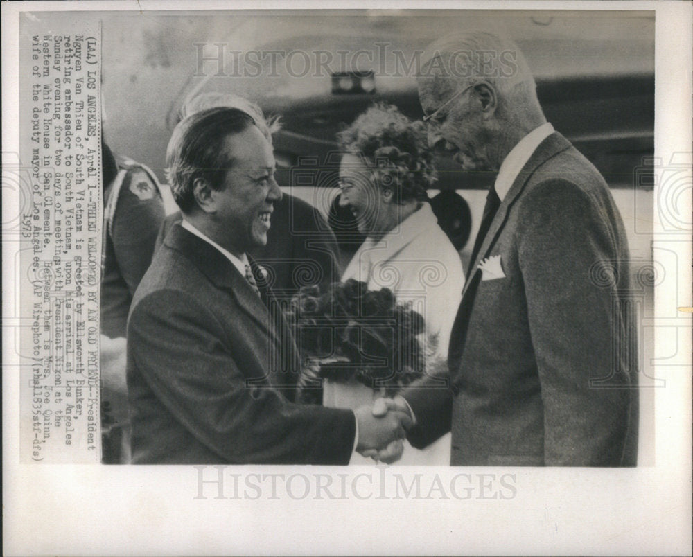 1973 President Nguyen Van Thieu & Ellsworth Bunker - Historic Images