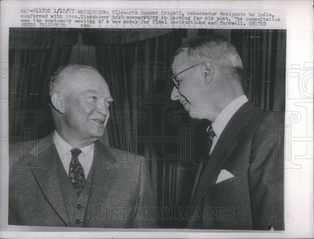 1957 Ellsworth Bunker  Ambassador designate to India - Historic Images