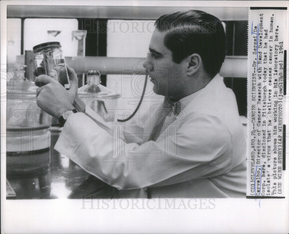 1961 Dr. Sergei De Carvalho, Director of Cancer Research with Rand. - Historic Images