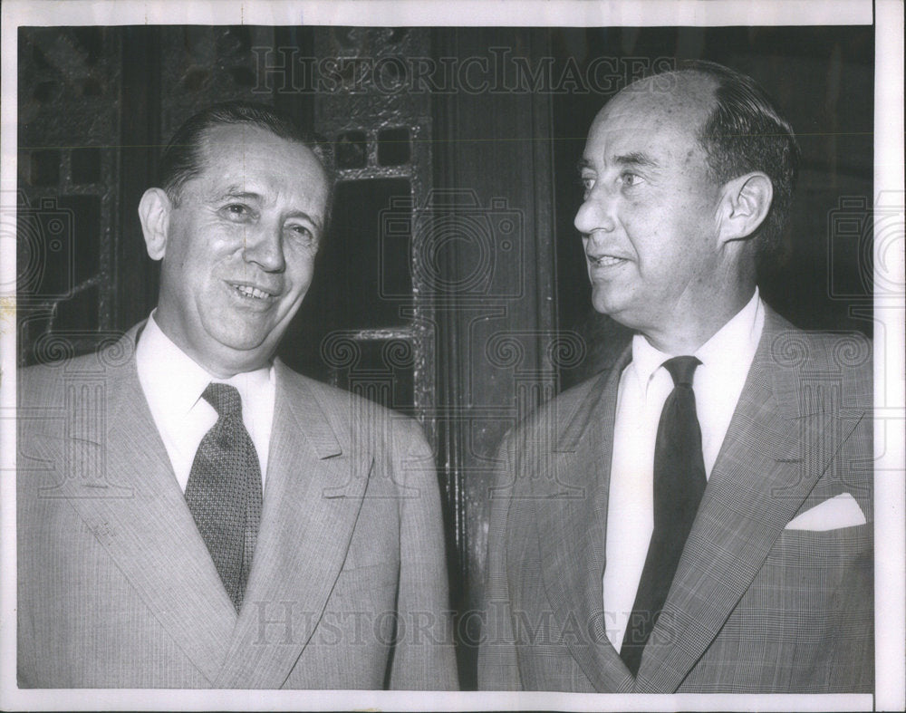 1952 Gov. Adlai Stevenson & Secretary of the Interior Oscar Chapman. - Historic Images