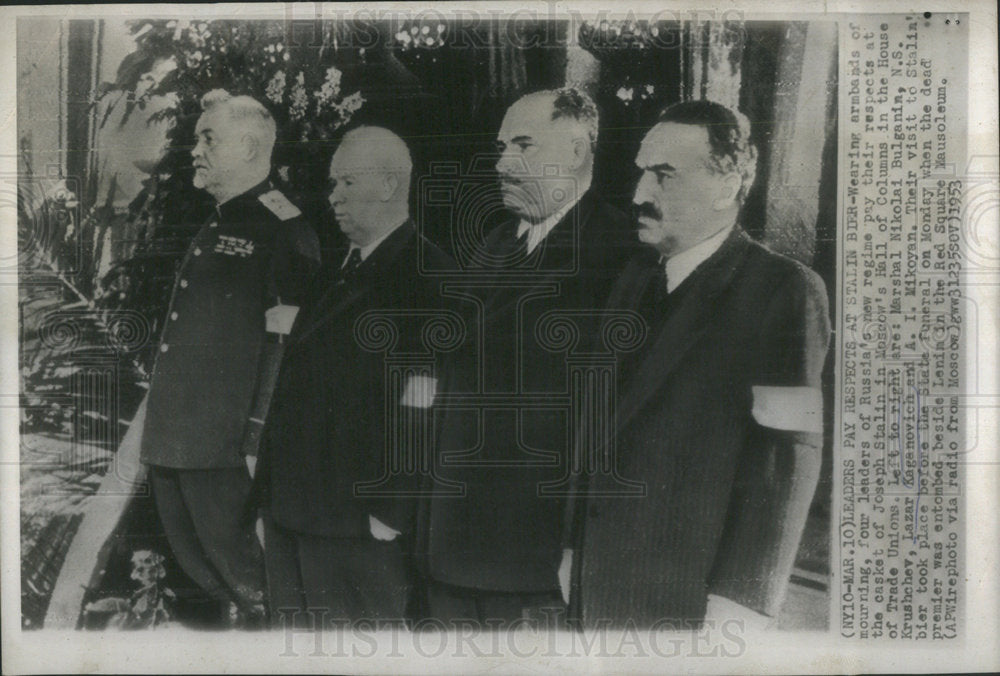 1953 Russian Leaders Pay Tribute To Joseph Stalin - Historic Images