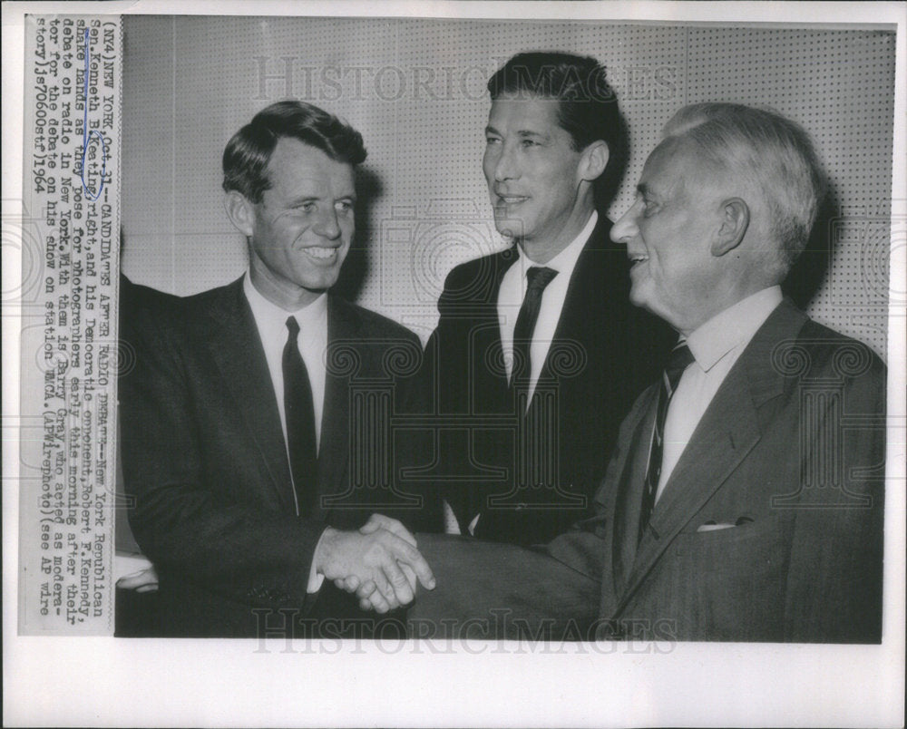 1964 Press Photo Sen Kenneth Keating &amp; Democratic Opponent Robert Kennedy - Historic Images