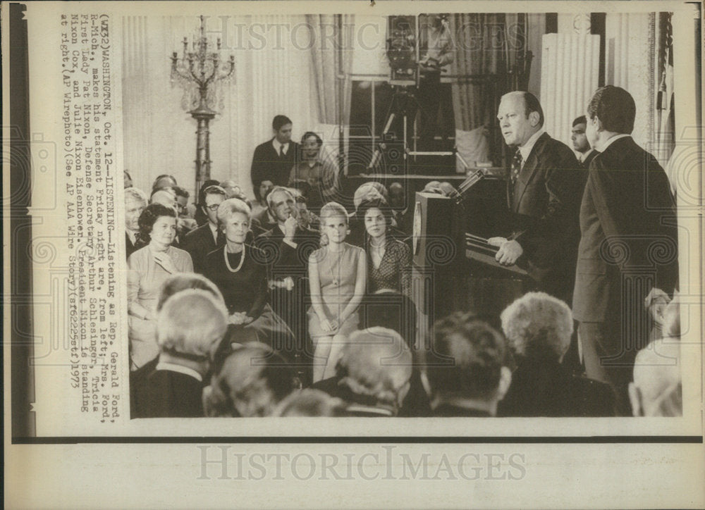 1973 Rep Gerald Ford Mrs Ford Lady Pat Nixon Arthur Schlesinger - Historic Images