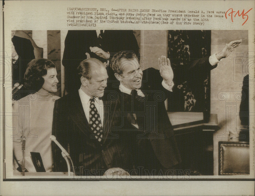 1973 Vice President Gerald R. Ford President Nixon and Mrs. Betty - Historic Images