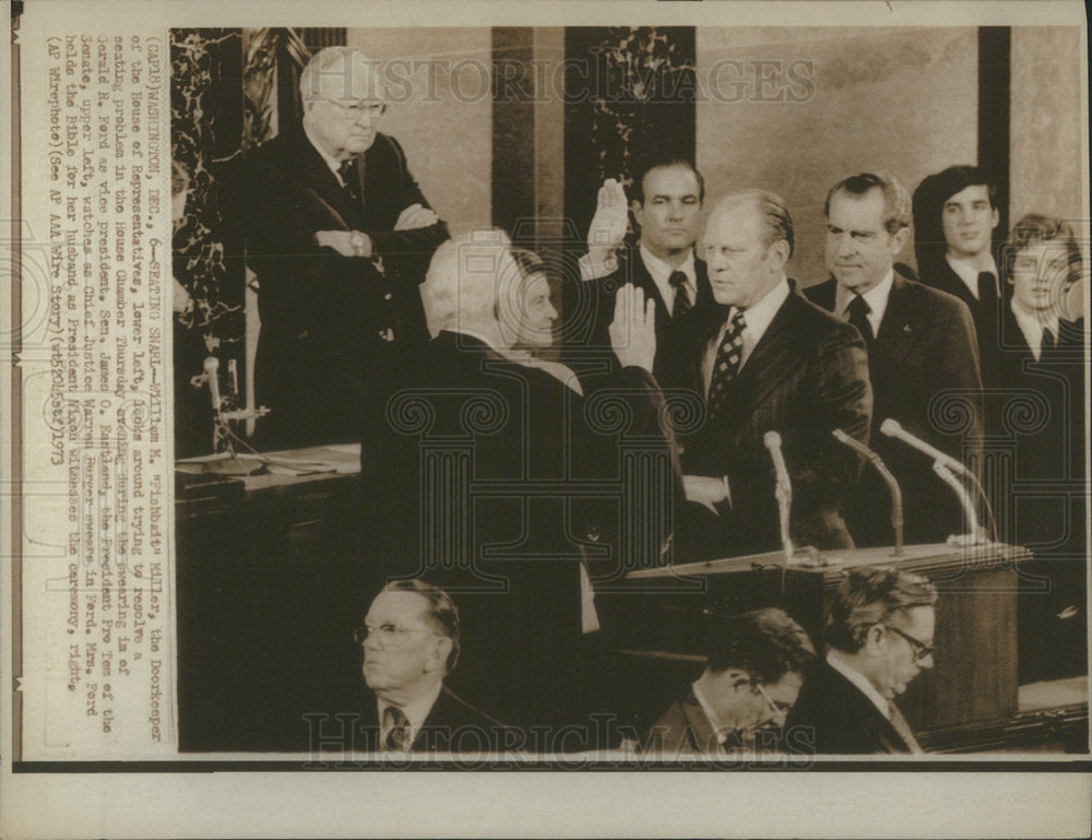 1973 Press Photo William Fishheit Miller Doorkeeper House Lower House Chamber - Historic Images