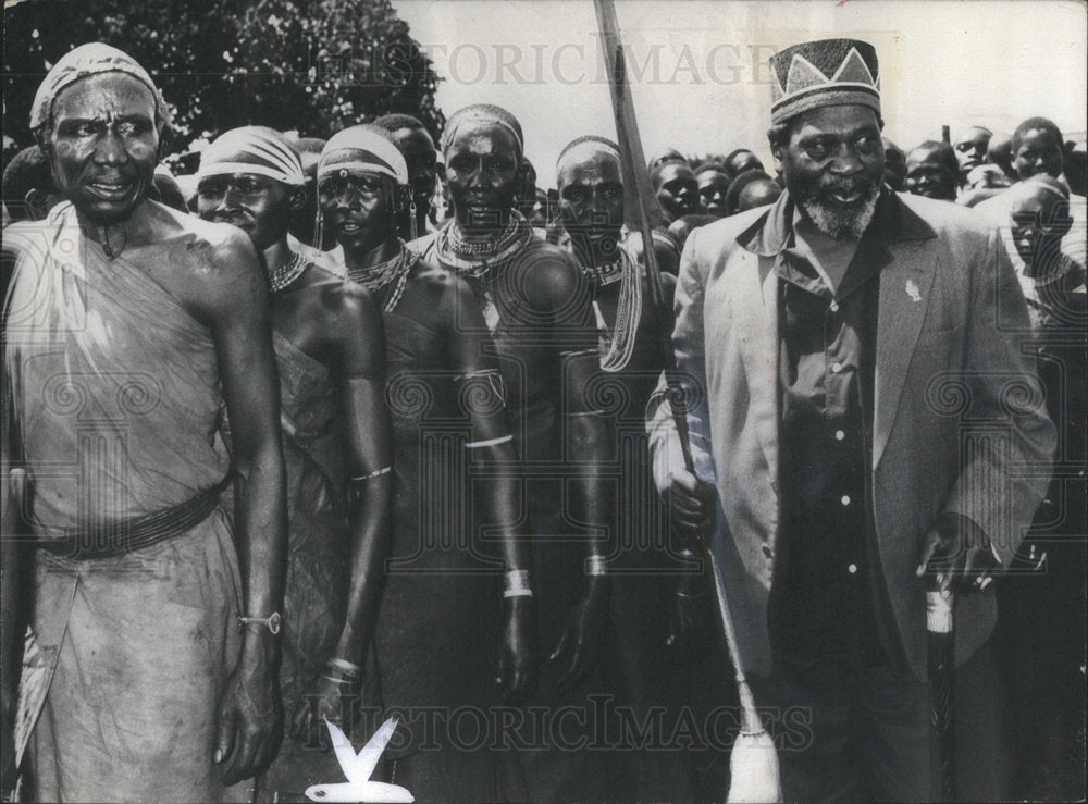 1969 Press Photo Jomo Kenyatta prime minister Kenya Elgon Masai dancer event - Historic Images