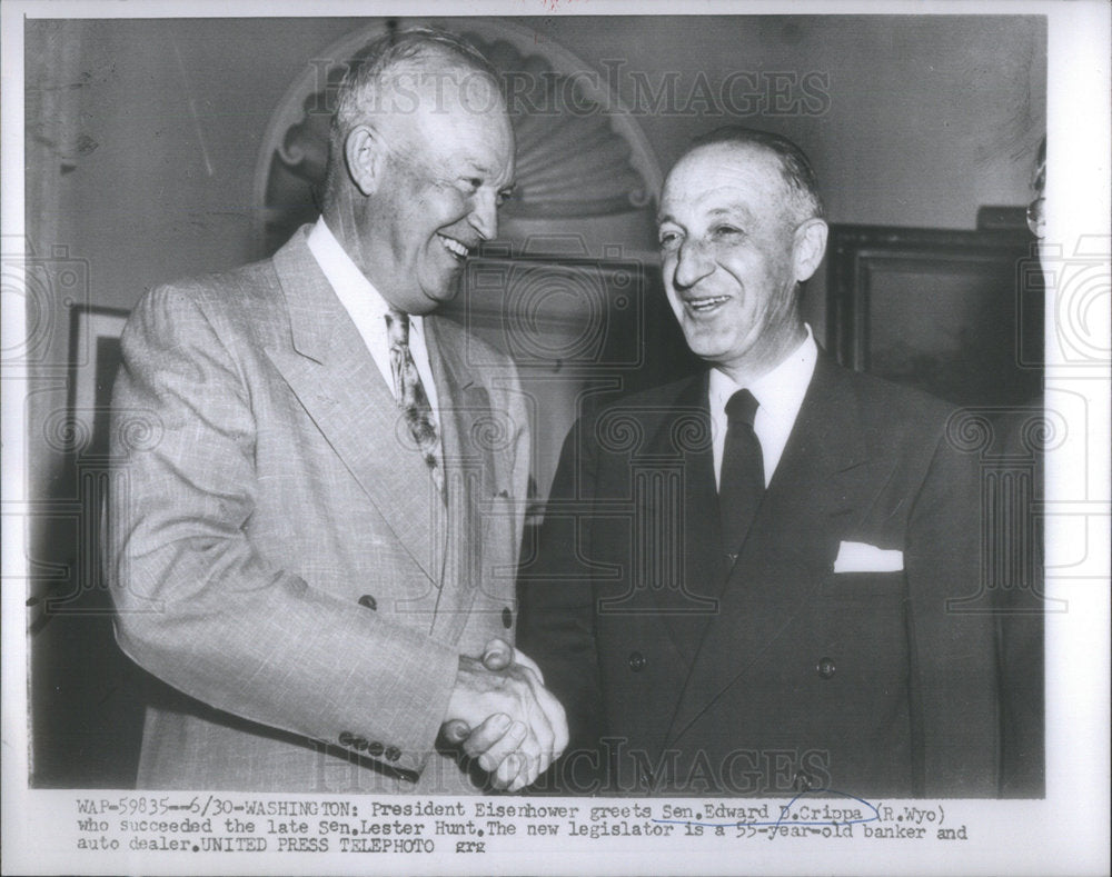 1954 President Eisenhower Sen Edward D Crippa - Historic Images