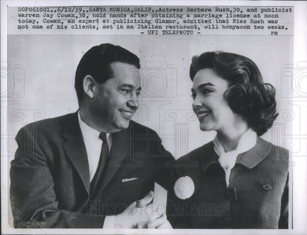 1959 Actress Barbara Rush publicist warren Jay Cowan Glamor noon ...