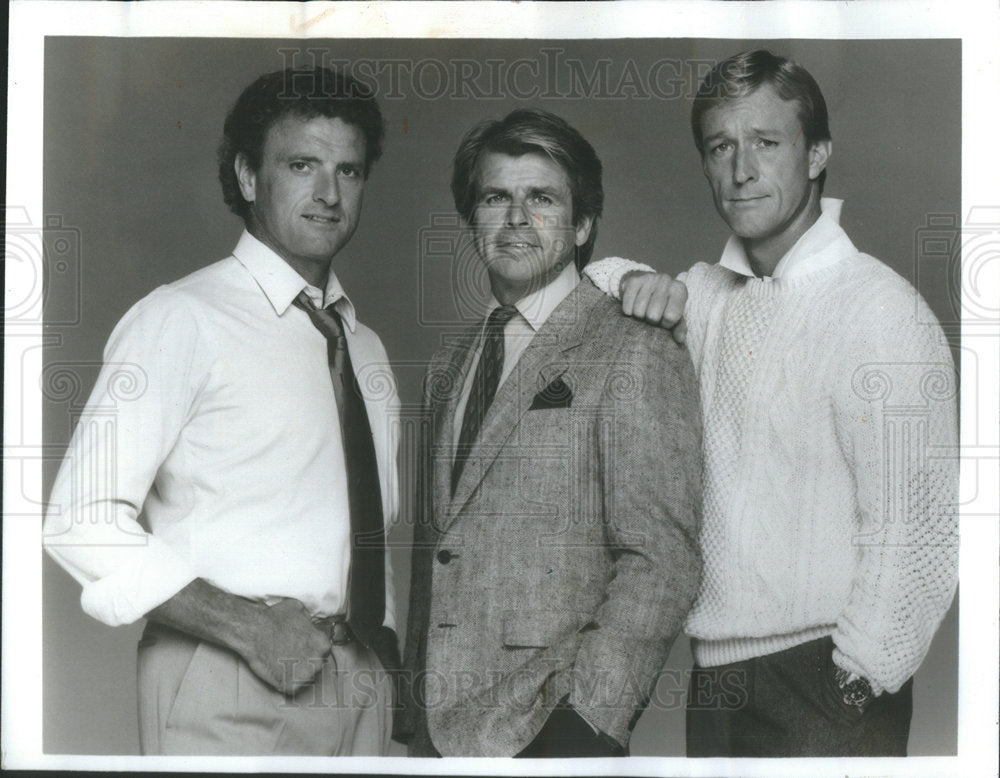 1989 Press Photo Ken Dobson William Devane Ted Shakelford Knots Landing - Historic Images