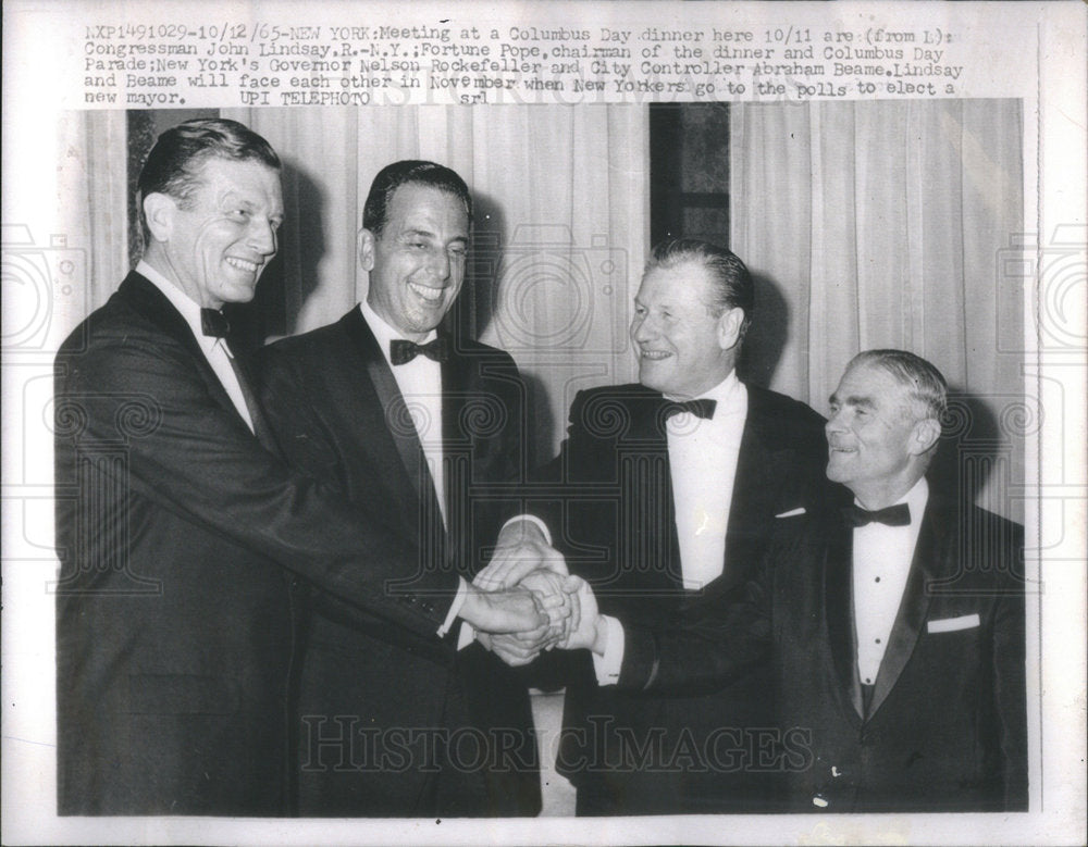 1965 Columbus Day dinner Congressman John Lindsay Fortune Pope - Historic Images