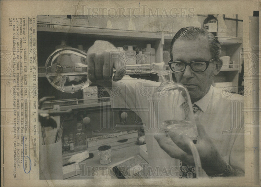 1971 Press Photo James Bonner Biologist Scientist Chromosome RNA - Historic Images