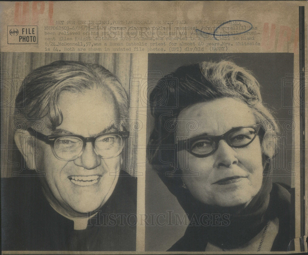 1975 Press Photo Former Priest & Biscayne College President John McDonnell - Historic Images