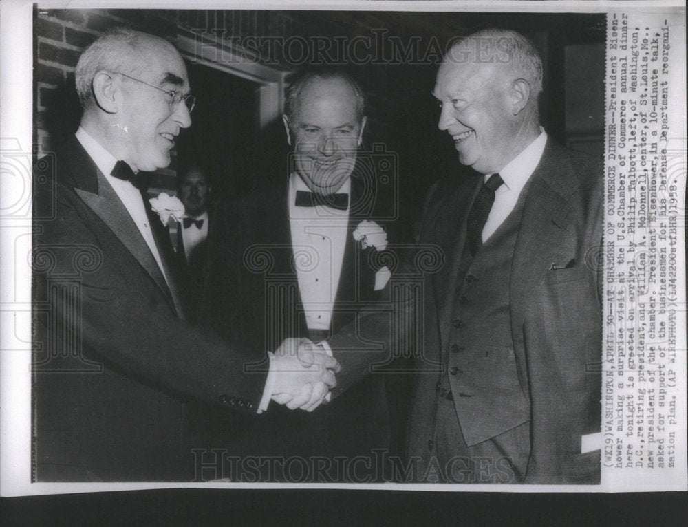 1958 Press Photo PRESIDENT EISENHOWER UNITED STATES  THE U.S. CHAMBER COMMERCE - Historic Images