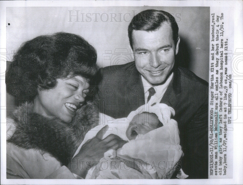 1961  MAC WILLIAM MCDONALD REAL ESTATE  HUSBAND SINGER EARTHA KITT - Historic Images