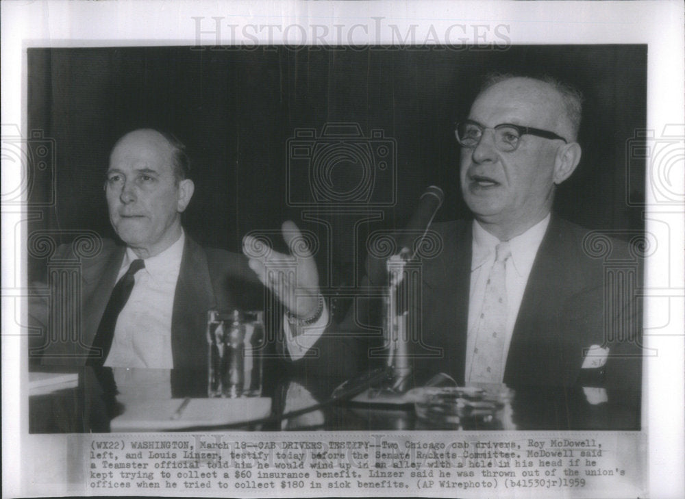 1959 Roy McDowell Louis Linzer Senate Rackets Committee - Historic Images