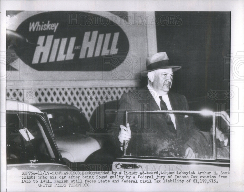 1953 Arthur Samiclimbs car liquor Federal jury Civil Tax state - Historic Images