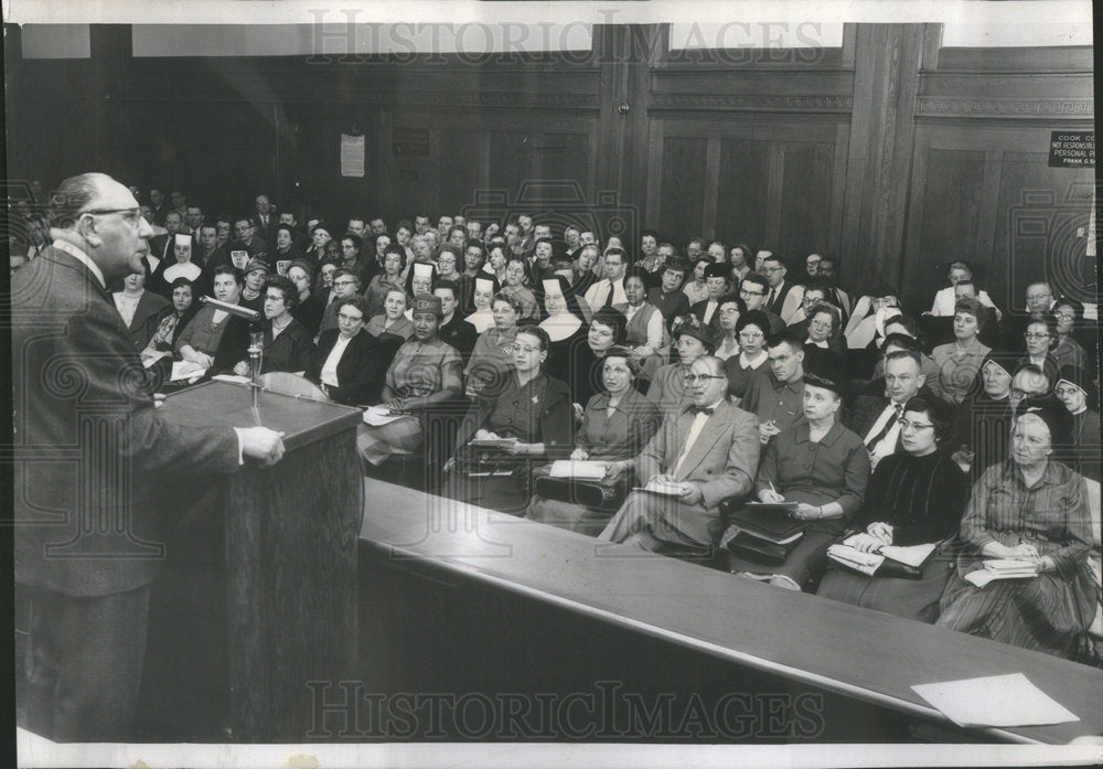 1960 Press Photo SHERIFF FRANK SAIN SUBJECT JUVENILE DELINQUENCY - Historic Images