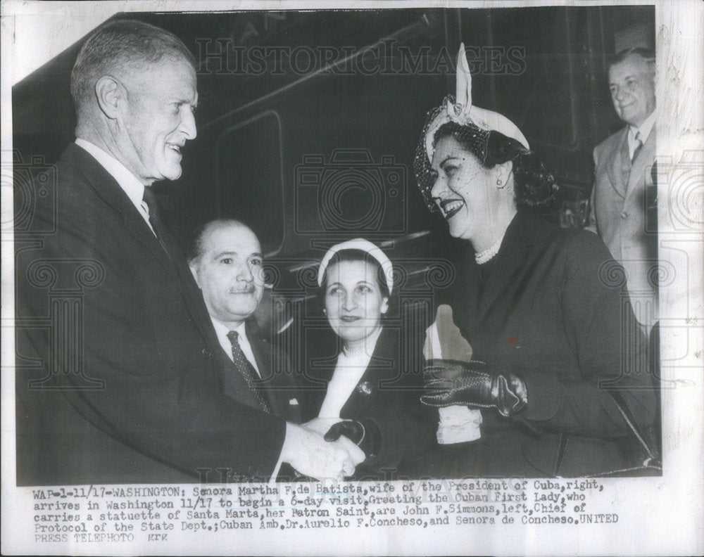 1958 Senora Martha F De Batista President Cuba  - Historic Images