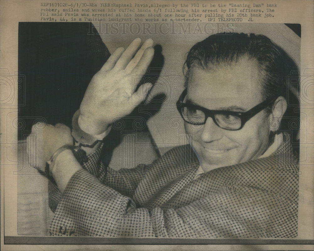 1970 Raphael Pavia FBI Dashing Dan bank robber Tunisian Trust Park-Historic Images