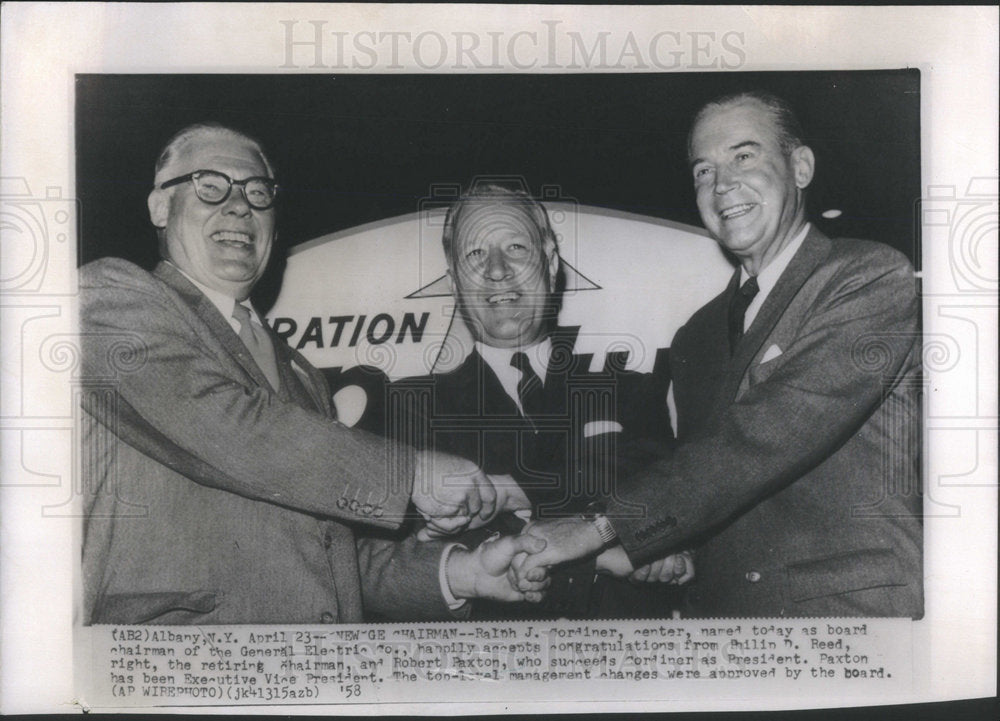 1958 Press Photo Rich Gordinal Philip Reed General Electric Company Robert - Historic Images