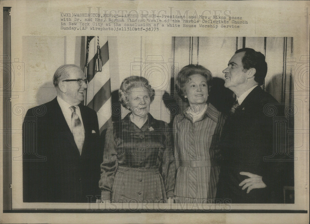 1973 Press Photo Richard Nixon American President Wife of President White House - Historic Images