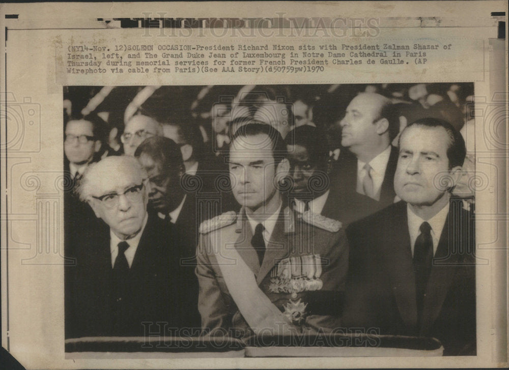 1970 Press Photo Richard Nixon Zalamn Shazar Israel Grand Duke Jean Luxembourg - Historic Images