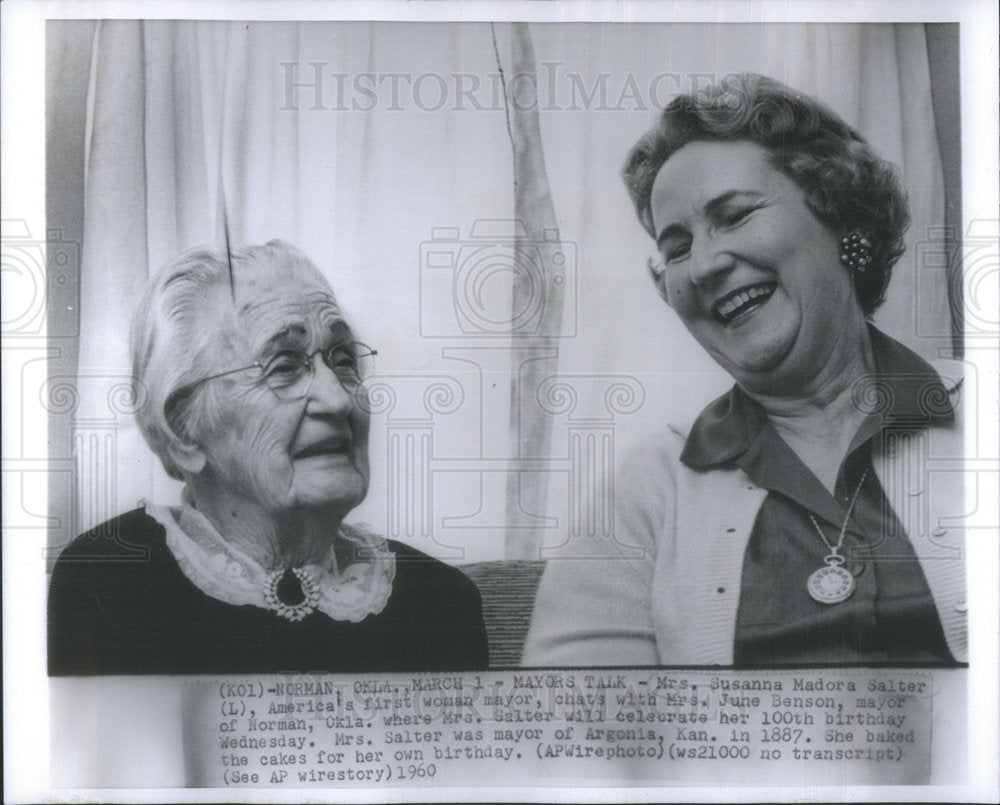 1960 Susanna Madora Salter America's First Woman Mayor June Benson - Historic Images