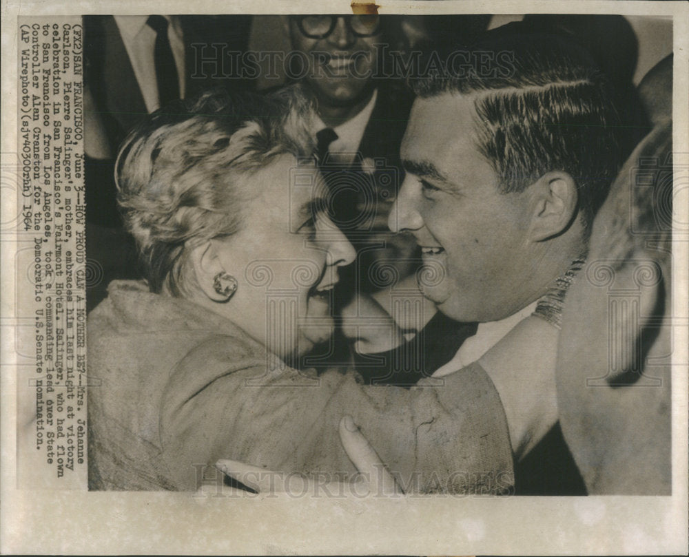 1964 Mrs Carlson Salinger Mother Embraces At Victory Celebration - Historic Images