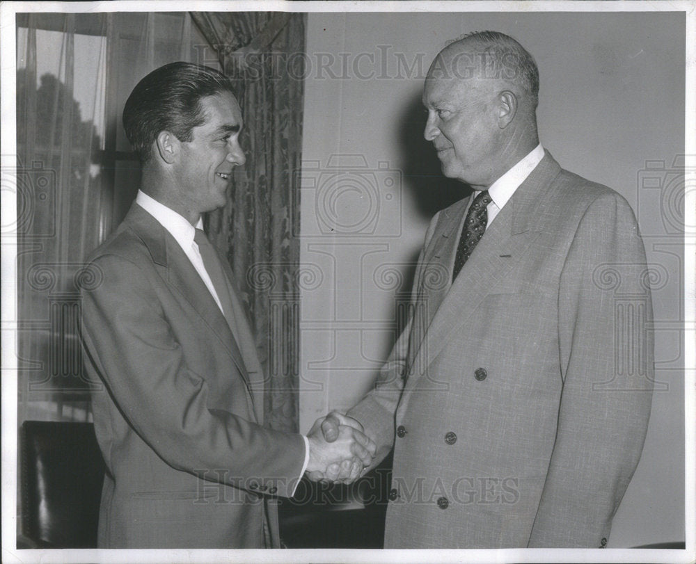 1954 Press Photo President Dwight D Eisenhower Congressman Timothy Sheehan - Historic Images