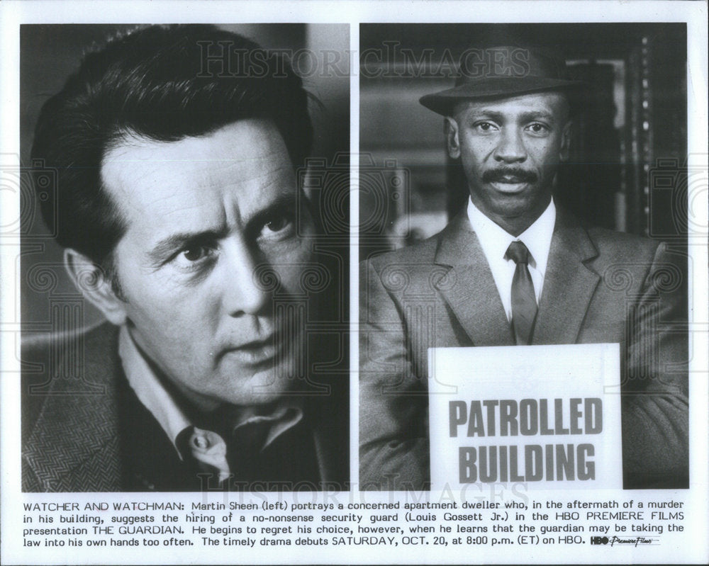 1989 Press Photo Actors Martin Sheen And Louis Gossett Jr. In &quot;The Guardian&quot; - Historic Images