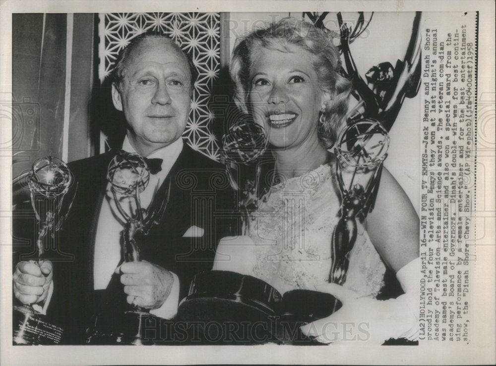 1958 Jack Benny/Comedian/Actor/Dinah Shore/Singer/Emmy Award - Historic Images