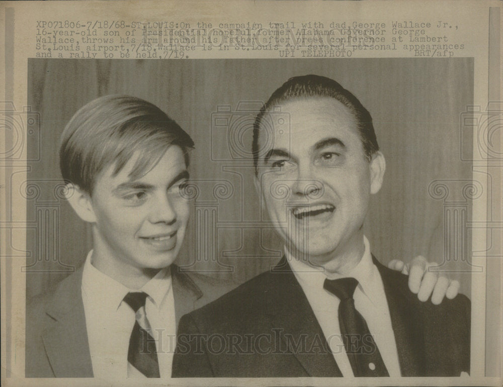 1968 Press Photo Gov George Wallace &amp; Son Campaigns 4 President N St. Louis - Historic Images