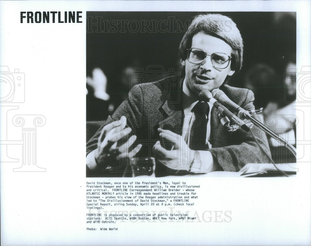 Press Photo Disillusionment David Stockman PBS Frontline Special Report - Historic Images