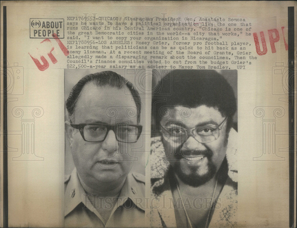 Press Photo Nicaraguan President General Anastasio Somoza - Historic Images